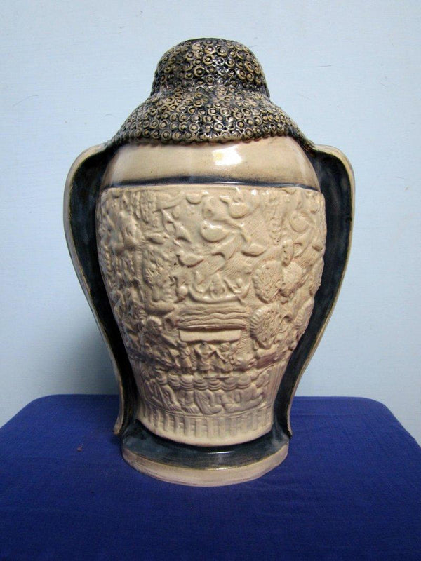 Budhha Pot Back Sculpture by Dulal Chandra Manna | ArtZolo.com