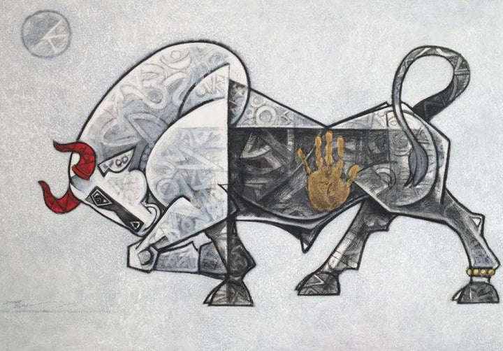 Bull 1 Painting by Dinkar Jadhav | ArtZolo.com