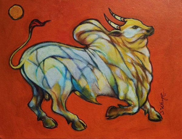 Bull 17 Painting by Shivu Hugar | ArtZolo.com