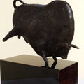 Animals sculpture titled 'Bull 2', 9x7x4 inches, by artist Tanmay Banerjee on Bronze