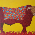 Animals acrylic painting titled 'Bull 2', 18x24 inches, by artist Rama Krishna V on Canvas Board