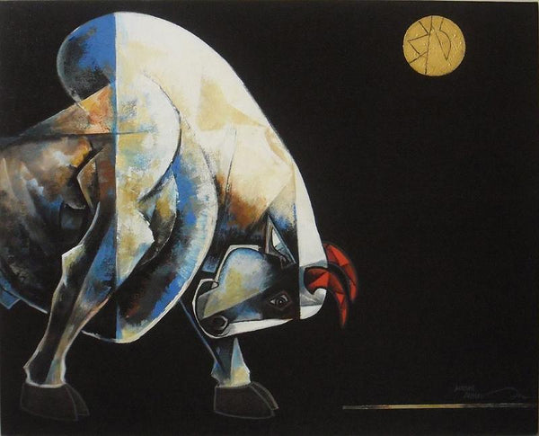 Bull 3 Painting by Dinkar Jadhav | ArtZolo.com