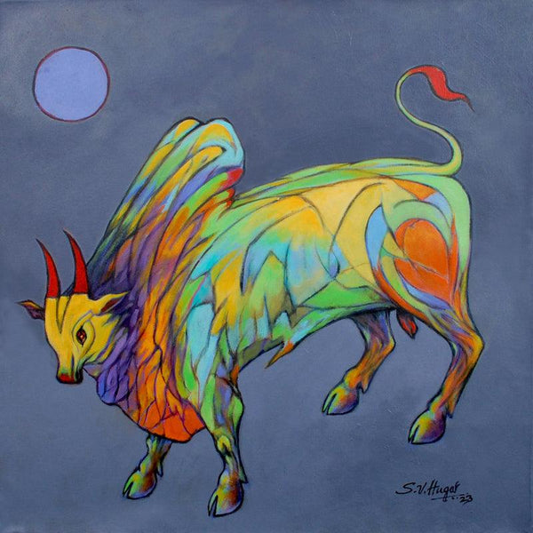 Bull 32 Painting by Shivu Hugar | ArtZolo.com