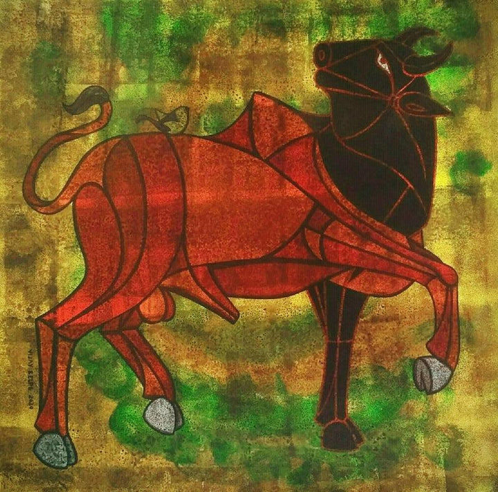 Bull 35 Painting by Vijay Belde | ArtZolo.com