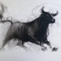 Animals charcoal painting titled 'Bull 4', 14x20 inches, by artist Ganesh Hire on Paper