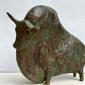 Animals sculpture titled 'Bull 7', 7x5x4 inches, by artist Tanmay Banerjee on Bronze