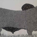 Animals pen drawing titled 'Bull 8', 24x36 inches, by artist Rama Krishna V on Canvas