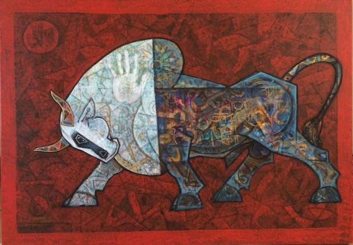 Bull Painting by Dinkar Jadhav | ArtZolo.com