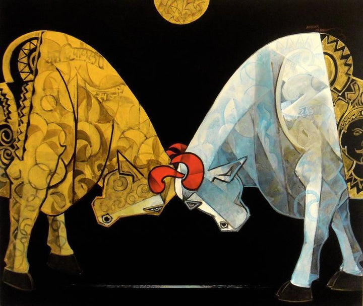 Bull Bendur Painting by Dinkar Jadhav | ArtZolo.com