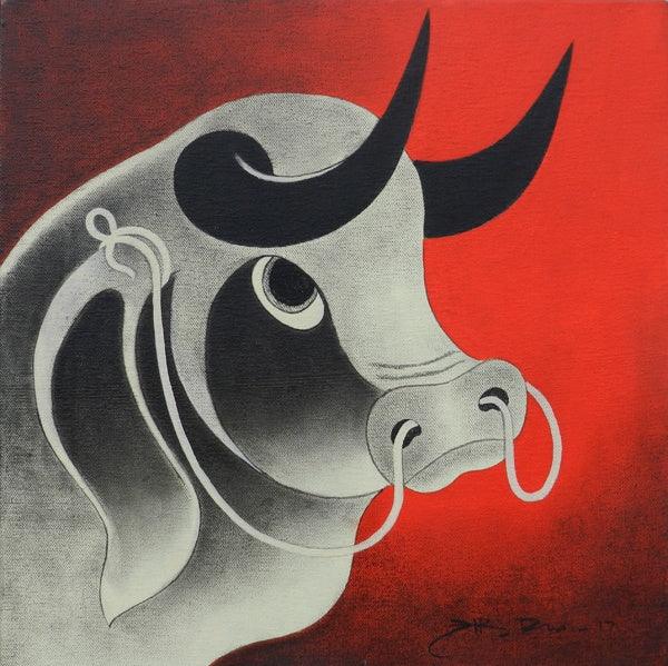 Bull Head 1 Painting by H R Das | ArtZolo.com