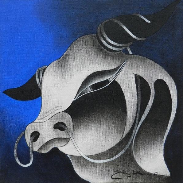 Bull Head 2 Painting by H R Das | ArtZolo.com
