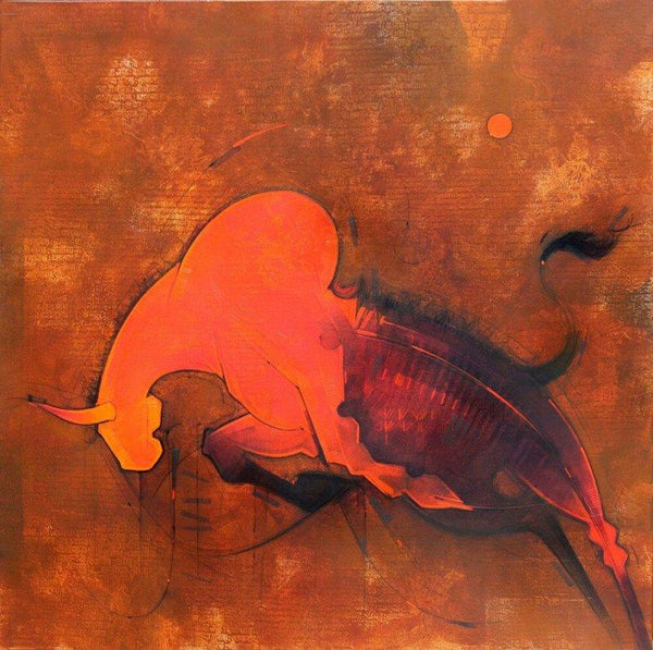 Bull Iii Painting by Amol Pawar | ArtZolo.com