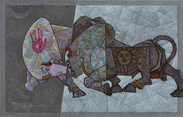 Bull Lost In Love Mardav Painting by Dinkar Jadhav | ArtZolo.com