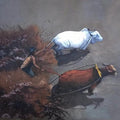Animals acrylic painting titled 'Bull race', 28x42 inches, by artist Lisha N T on Canvas