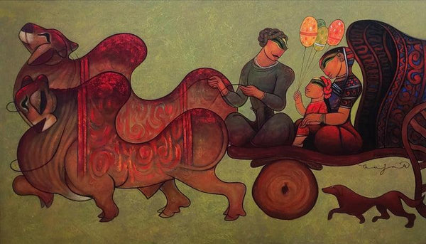 Bullock Cart 8 Painting by Ramesh Gujar | ArtZolo.com
