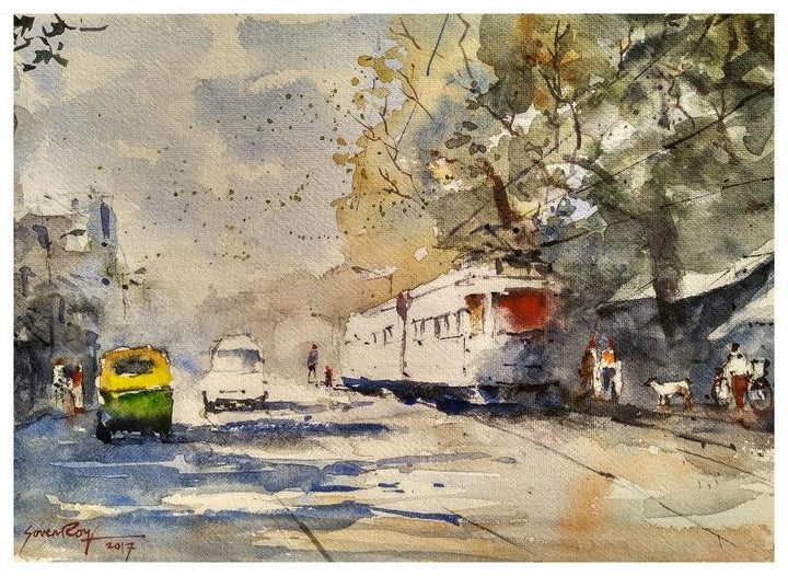 Busy Kolkata 2 Painting by Soven Roy | ArtZolo.com