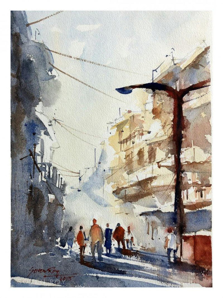 Busy Street Pune Painting by Soven Roy | ArtZolo.com