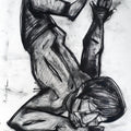 Figurative charcoal drawing titled 'Butterfly', 27x17 inches, by artist Pintu Biswas on 300 Gsm Paper