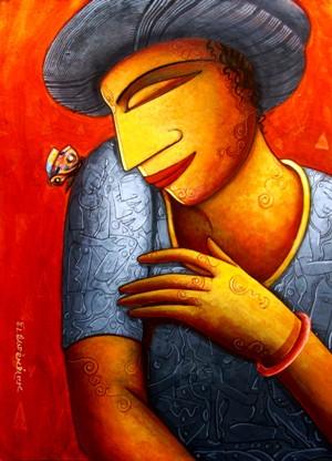 Butterfly Lover Painting by Samir Sarkar | ArtZolo.com