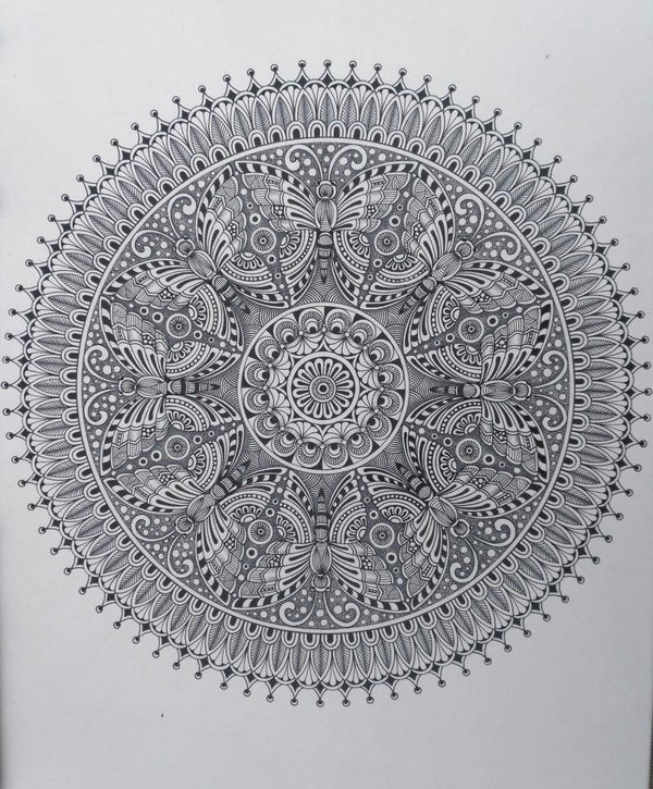 Butterfly Mandala Drawing by V Pugalenthi | ArtZolo.com