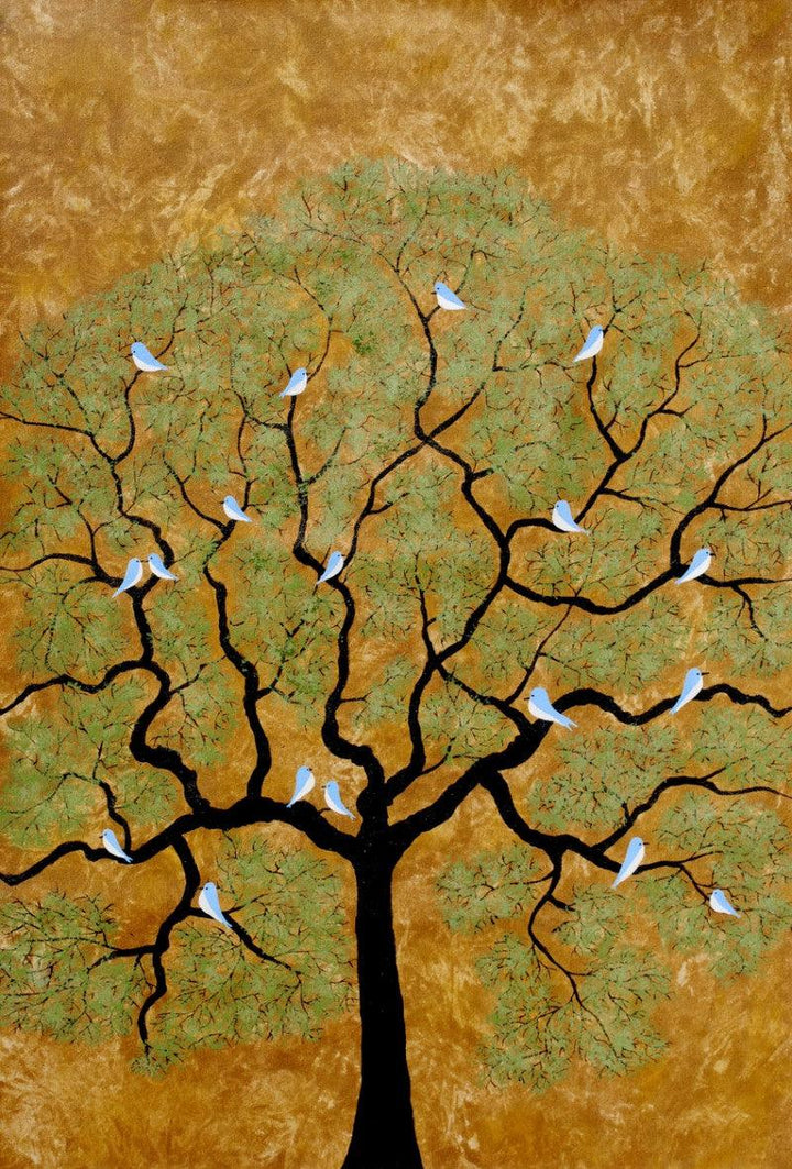 By The Tree Painting by Sumit Mehndiratta | ArtZolo.com