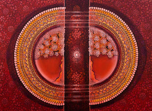 contemporary acrylic painting titled 'CONNECTION Series 1', 36x48 inches, by artist NITU CHHAJER on canvas