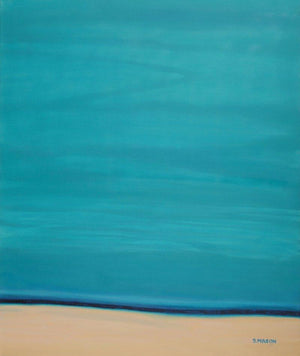 Seascape oil painting titled 'Calm Beach', 20x24 inches, by artist SIMON MASON on Canvas