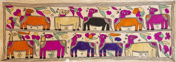 Camel Caravan Traditional Art by Yamuna Devi | ArtZolo.com