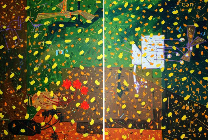 Casual Form 5 (Diptych) Painting by Mohd Majeed Mansoori | ArtZolo.com