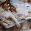 Animals oil painting titled 'Cat', 12x17 inches, by artist Vijay Jadhav on Canvas