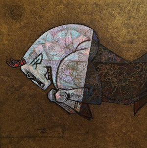 Animals acrylic painting titled 'Celebration 2', 18x18 inches, by artist Dinkar Jadhav on Canvas