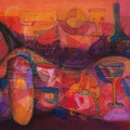 Figurative acrylic painting titled 'Celebration', 24x60 inches, by artist Madan Lal on Canvas