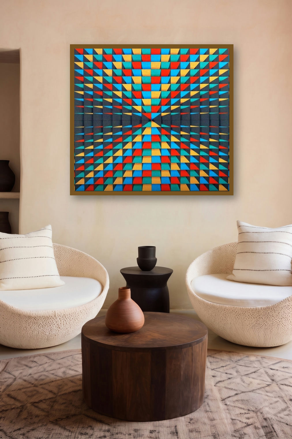 Celebration (Depth Perception) by artist Samba Biswas displayed in a Minimalist gallery
