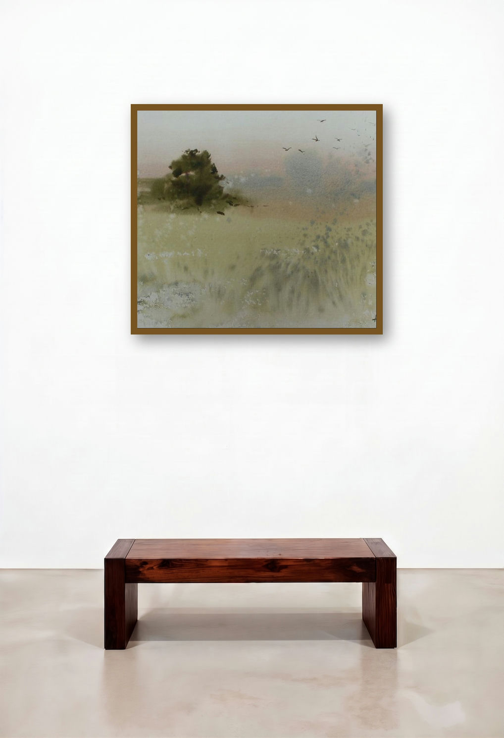 Celebration (Serene Landscape) by artist Anupam Chauhan displayed in a Contemporary Luxury Foyer