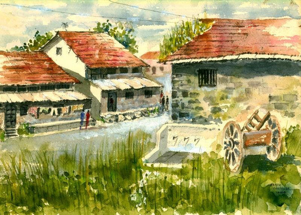 Chandrapur Houses Painting by Ramessh Barpande | ArtZolo.com