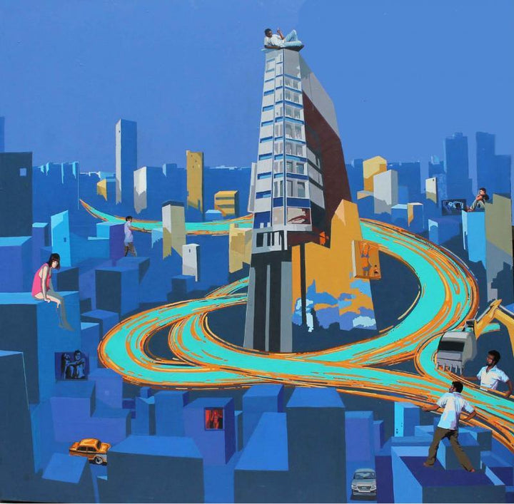 Charming The City Painting by Abhijit Paul | ArtZolo.com