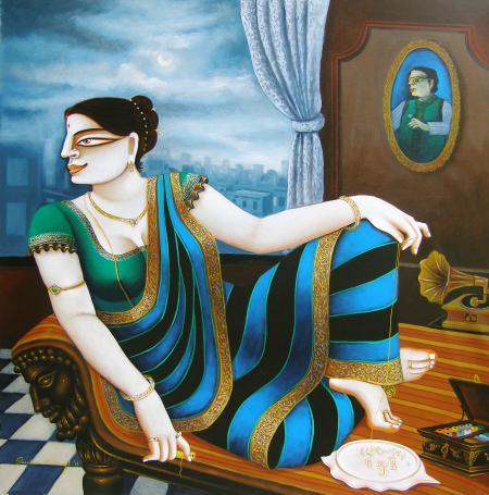 Charulata Painting by Gautam Mukherjee | ArtZolo.com