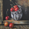 Food oil painting titled 'Cherry', 10x12 inches, by artist Anjana Sihag on Canvas Board