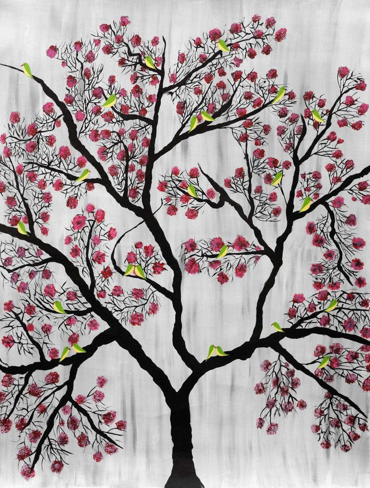 Cherry Blossom Painting by Sumit Mehndiratta | ArtZolo.com
