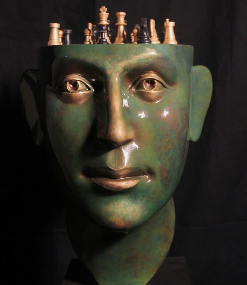 Figurative sculpture titled 'Chess', 44x20x18 inches, by artist Sagar Rampure on Fiberglass