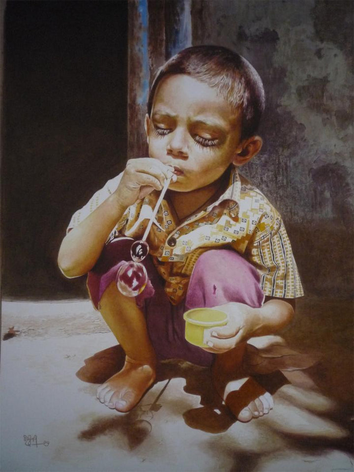 Childhood 1 Painting by Raghunath Sahoo | ArtZolo.com