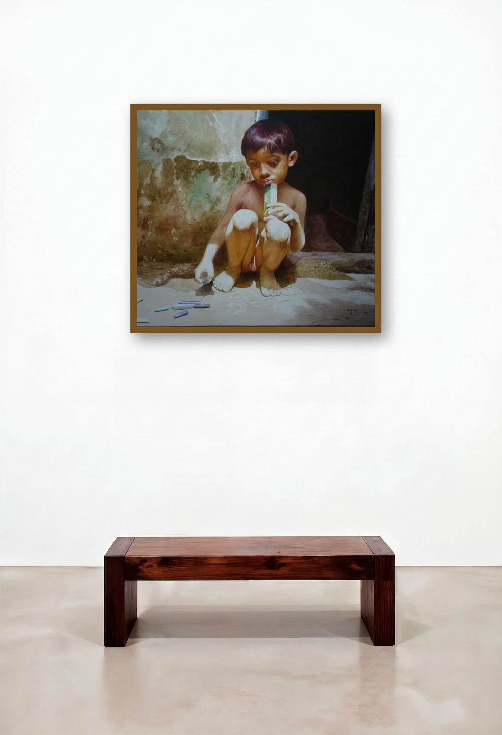 Childhood by artist Raghunath Sahoo displayed in a Eclectic Foyer
