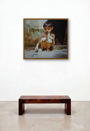 Childhood by artist Raghunath Sahoo displayed in a Eclectic Foyer