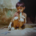 Figurative watercolor painting titled 'Childhood', 22x27 inches, by artist Raghunath Sahoo on Paper