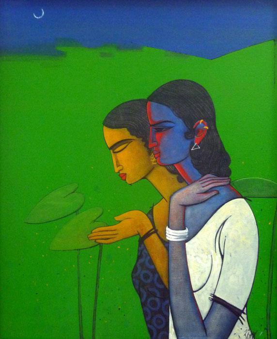 Chit Chat Painting by Sanjay Tikkal | ArtZolo.com