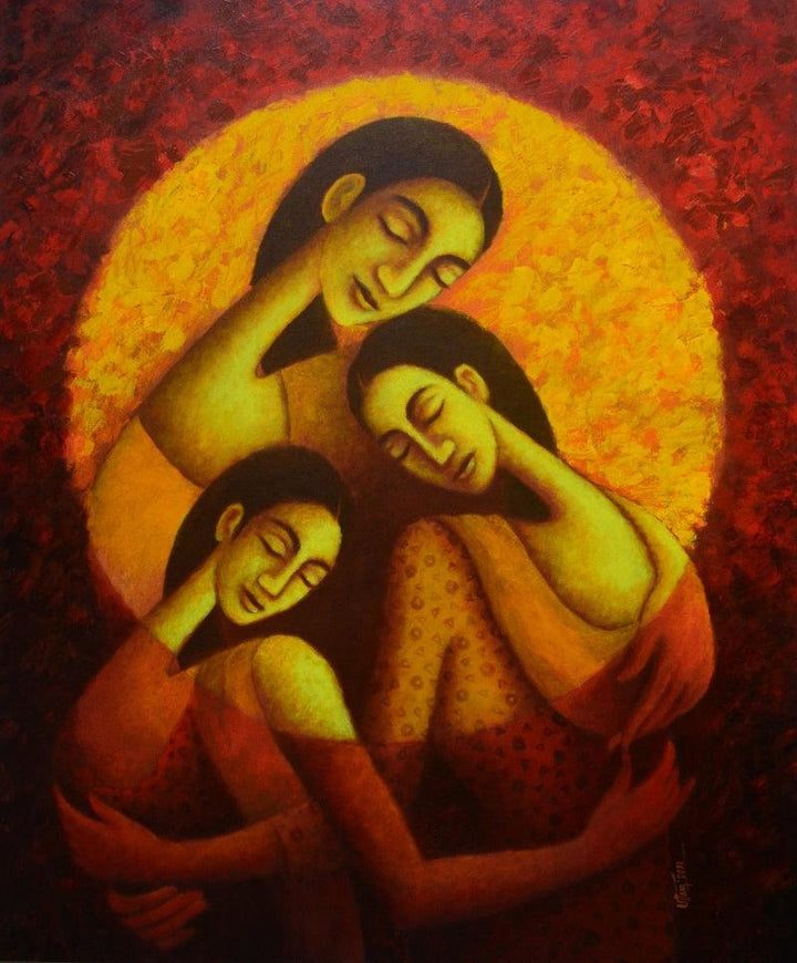 Circle Of Love Painting by Uttam Bhattacharya | ArtZolo.com