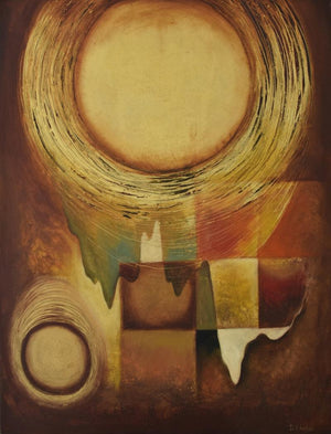 Abstract mixed media painting titled 'Circle of Life', 48x36 inches, by artist Durshit Bhaskar on Canvas