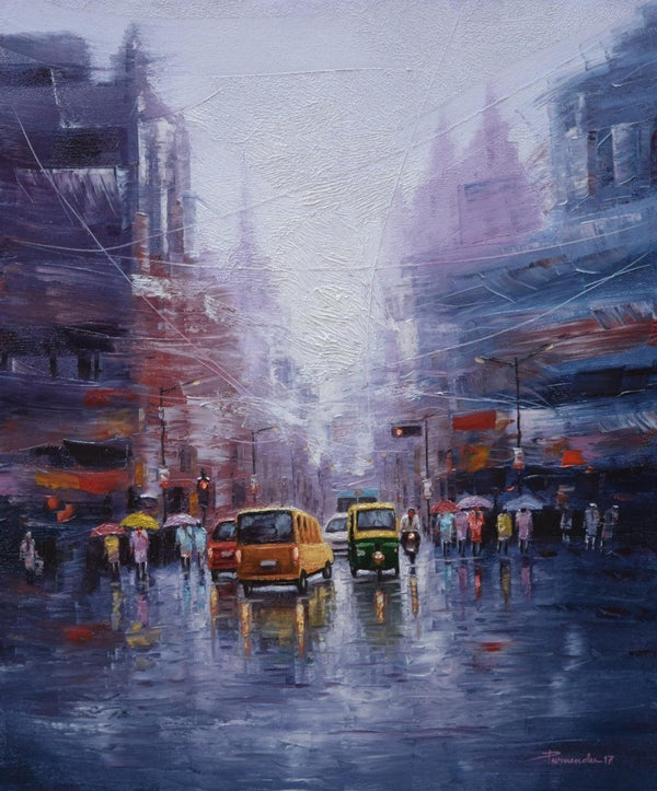 City Life Painting by Purnendu Mandal | ArtZolo.com