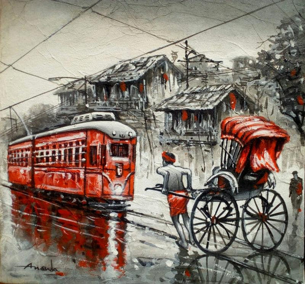 City Of Kolkata Painting by Ananda Das | ArtZolo.com