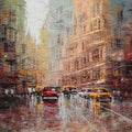 Cityscape oil painting titled 'City Scape 2', 36x48 inches, by artist Purnendu Mandal on Canvas